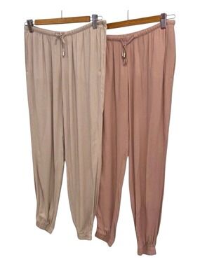 H&M Women's Jogger Pants 2 pairs bundle Lightweight  Beige & Pink Size 4 elastic